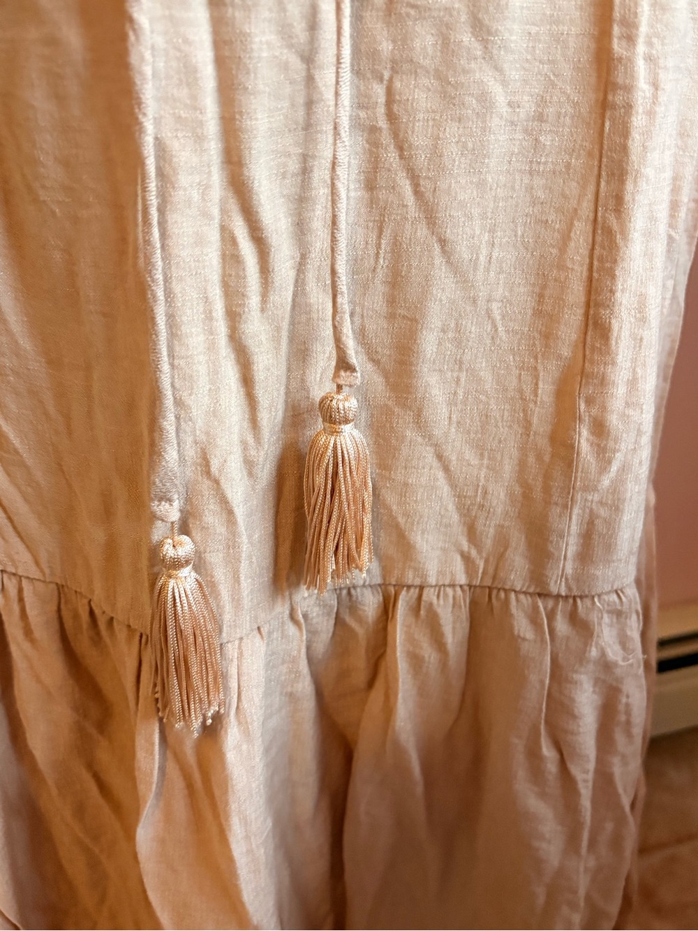 💚Taylor Beige Maxi Dress with Square Neck and Waist Tie - Picture 7 of 10